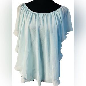 Cato Womens Blouse Sleeveless Sheer Top with Tank Top  Light Blue NWT Size XL